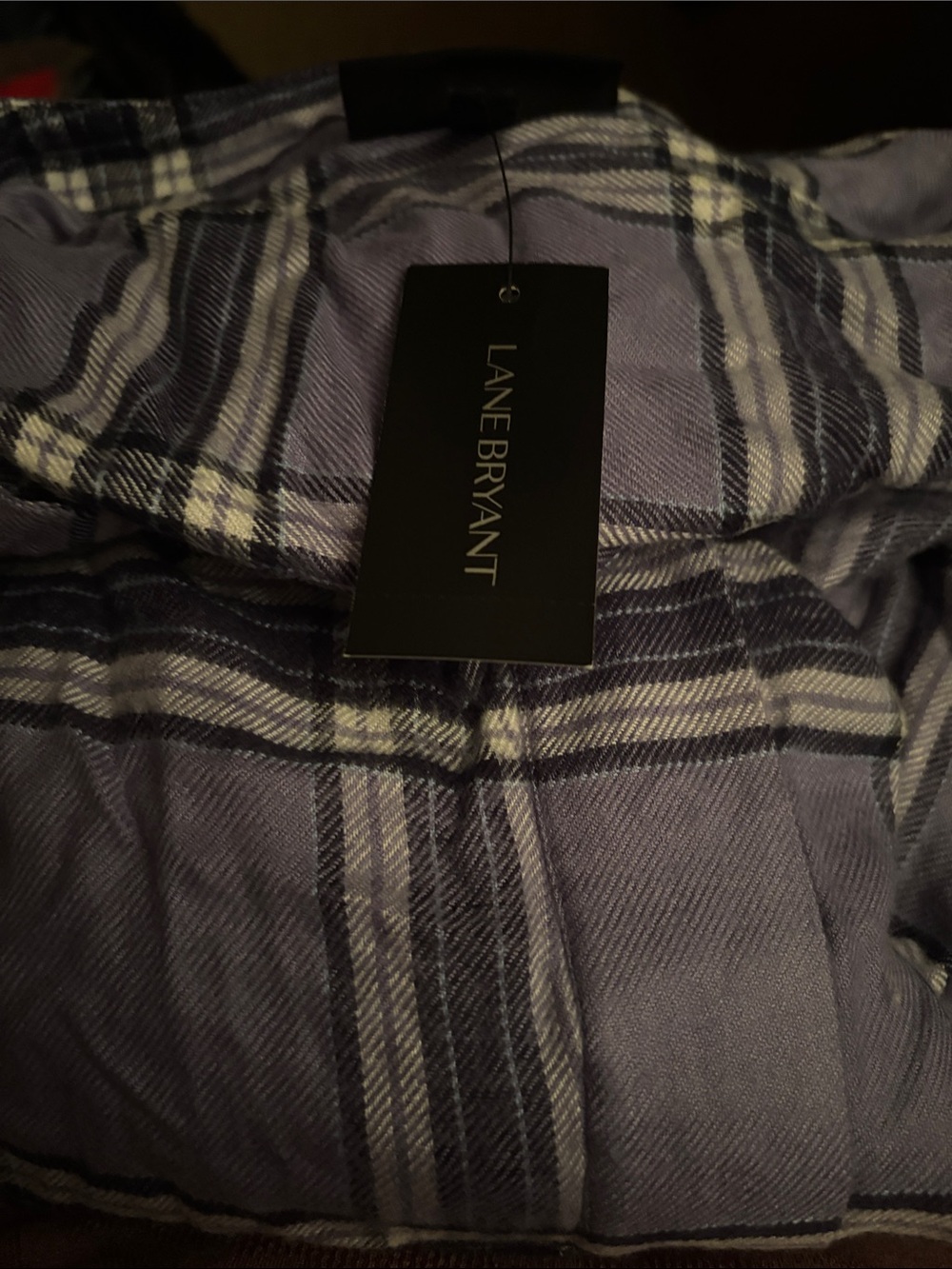 Lane Bryant Lavender and Navy Plaid Shirt
